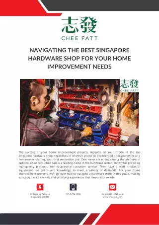 NAVIGATING THE BEST SINGAPORE HARDWARE SHOP FOR YOUR HOME IMPROVEMENT NEEDS