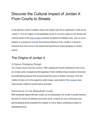 Discover the Cultural Impact of Jordan 4_ From Courts to Streets