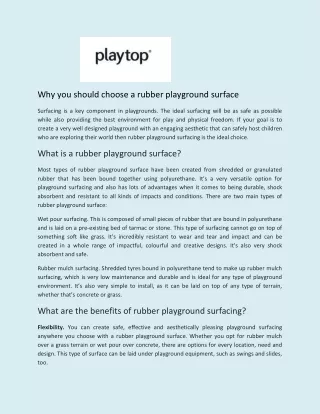 why you should choose a rubber playground surface