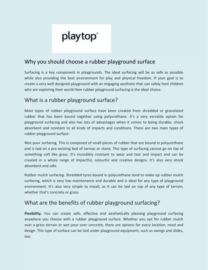 why you should choose a rubber playground surface