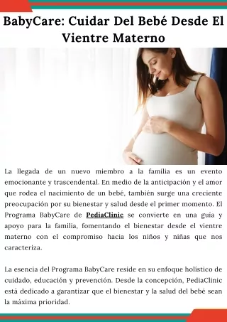 BabyCare Cuidar Del Bebé Desde El Vientre Materno