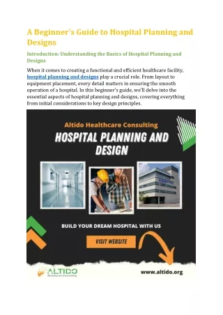 A Beginner's Guide to Hospital Planning and Designs