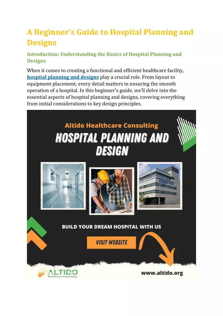 a beginner s guide to hospital planning