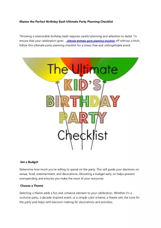 Effortless Birthday Bash Your Complete Planning Checklist