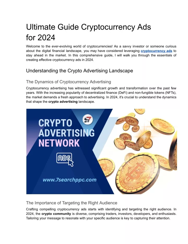 ultimate guide cryptocurrency ads for 2024