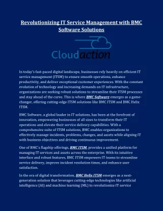 Revolutionizing IT Service Management with BMC Software Solutions