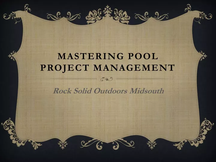 mastering pool project management