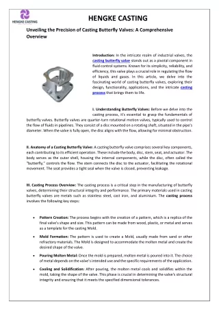 Unveiling the Precision of Casting Butterfly Valves - A Comprehensive Overview