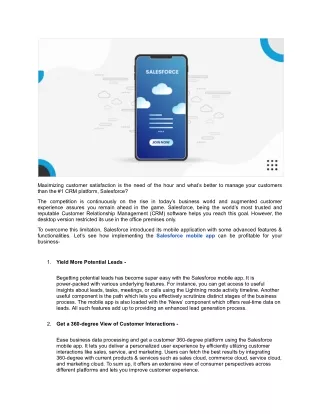 Streamlining Your Business Operations with Salesforce Mobile App
