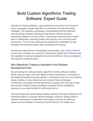 Build Custom Algorithmic Trading Software_ Expert Guide