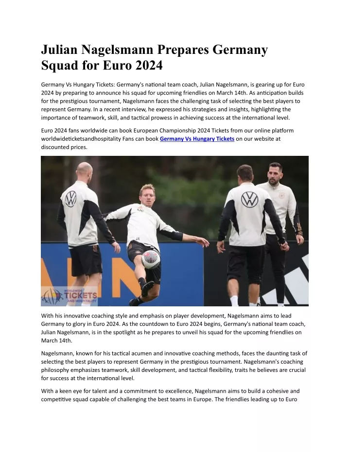 julian nagelsmann prepares germany squad for euro