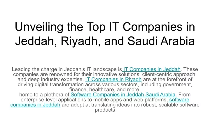 unveiling the top it companies in jeddah riyadh