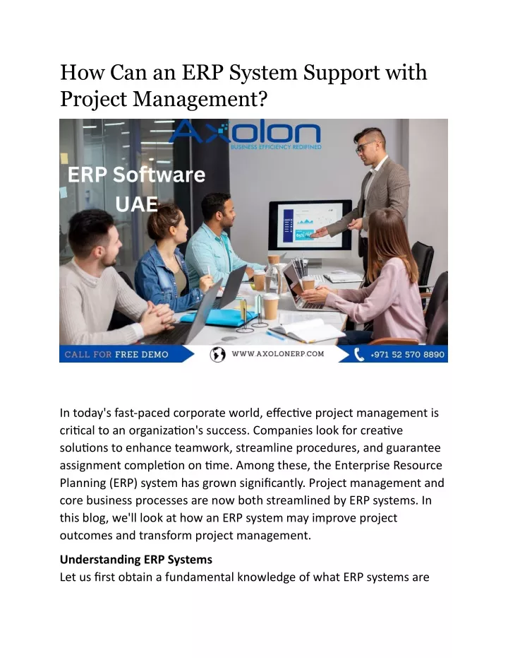 how can an erp system support with project