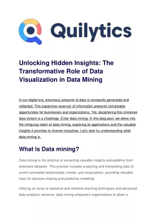 Unlocking Hidden Insights: The Transformative Role of Data Visualization in Data