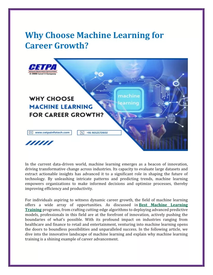 why choose machine learning for career growth