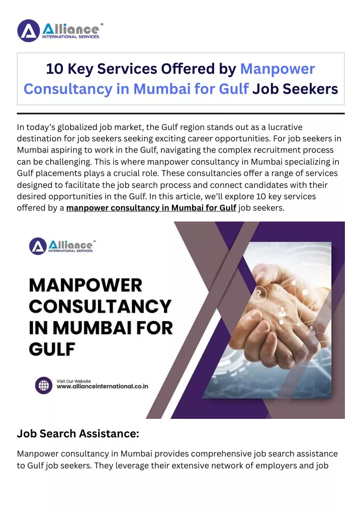 10 key services o ered by manpower consultancy
