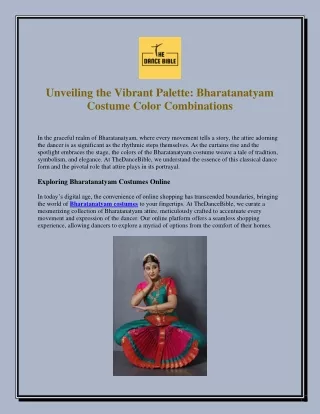 Unveiling the Vibrant Palette Bharatanatyam Costume Color Combinations