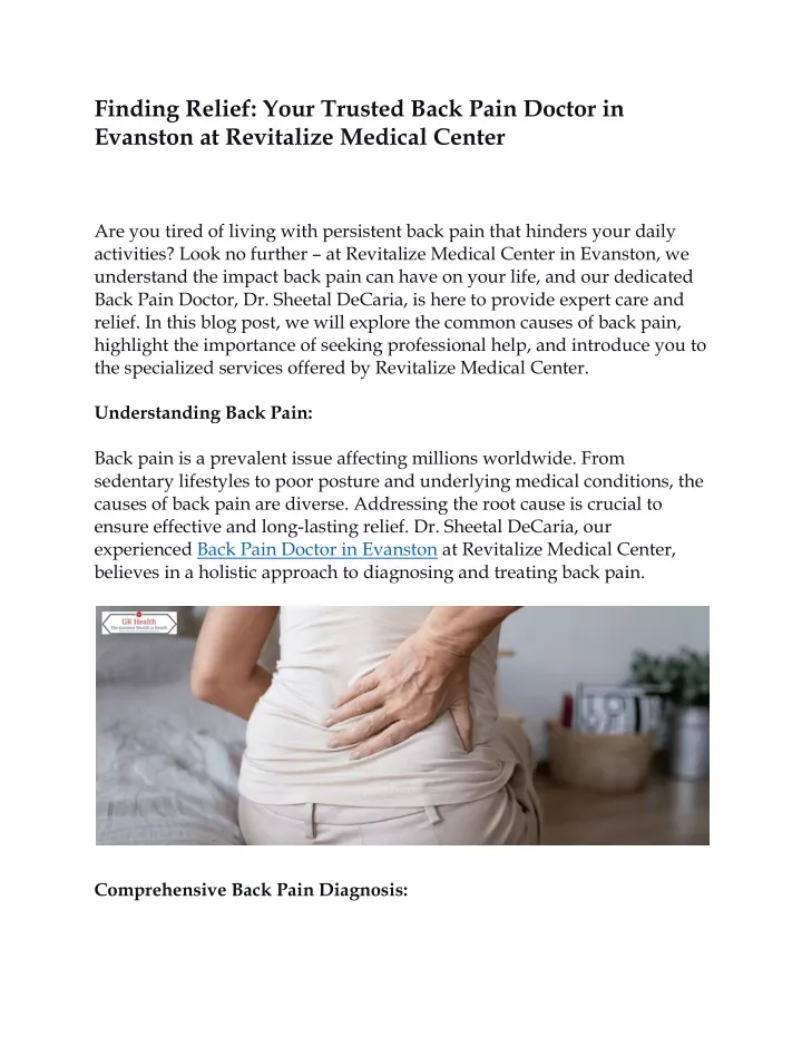 finding relief your trusted back pain doctor