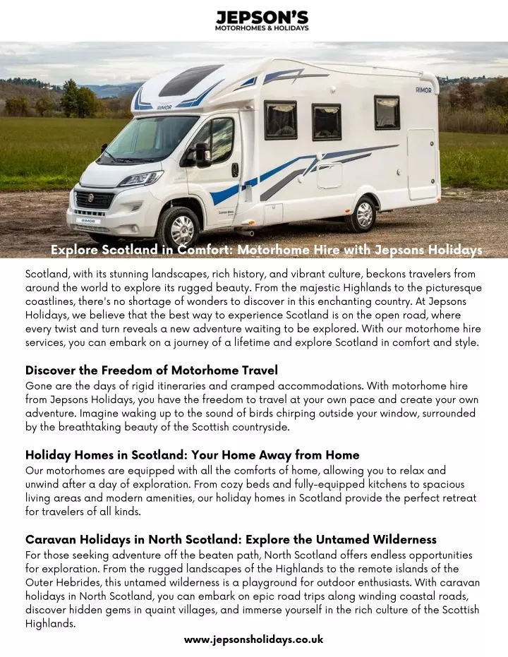 explore scotland in comfort motorhome hire with