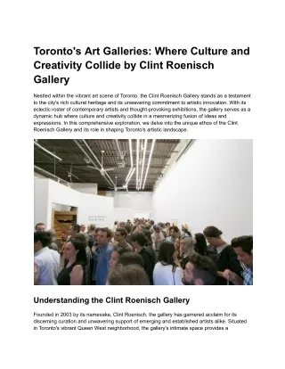toronto s art galleries where culture