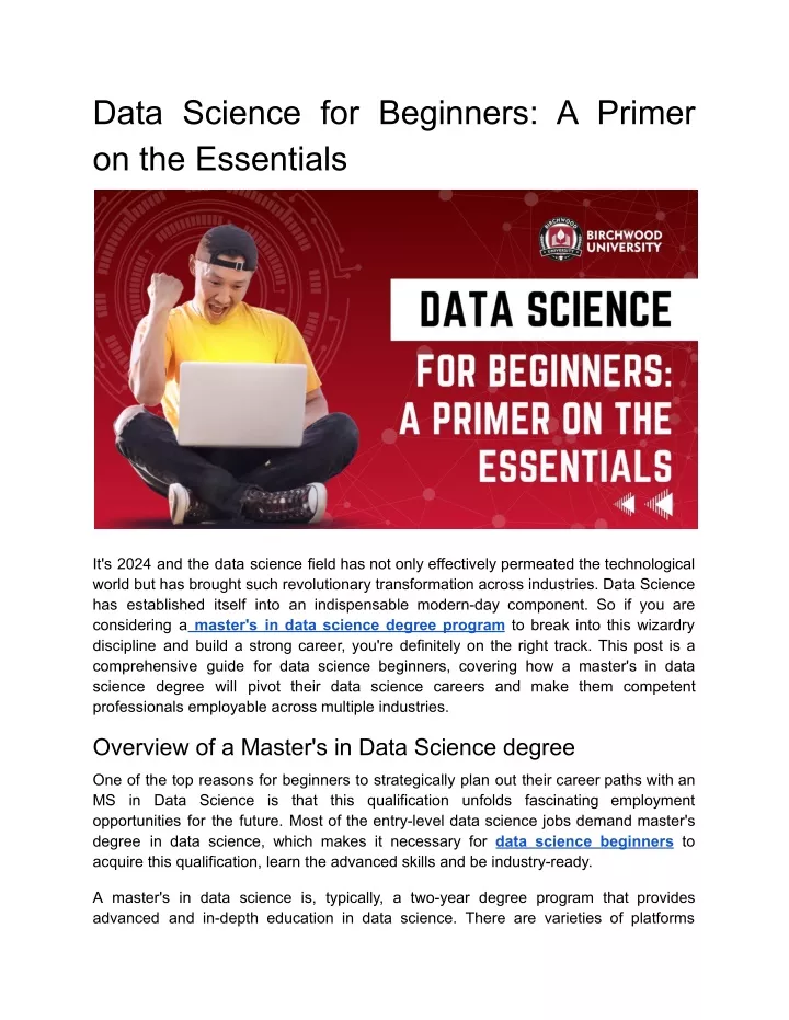 data science for beginners a primer