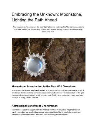 Embracing the Unknown: Moonstone, Lighting the Path Ahead