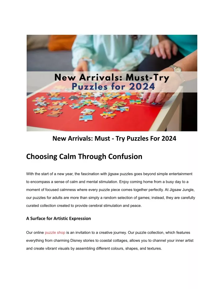 new arrivals must try puzzles for 2024