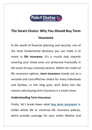 the smart choice why you should buy term