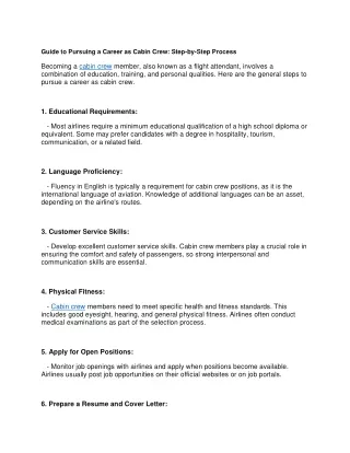 guide to pursuing a career as cabin crew step