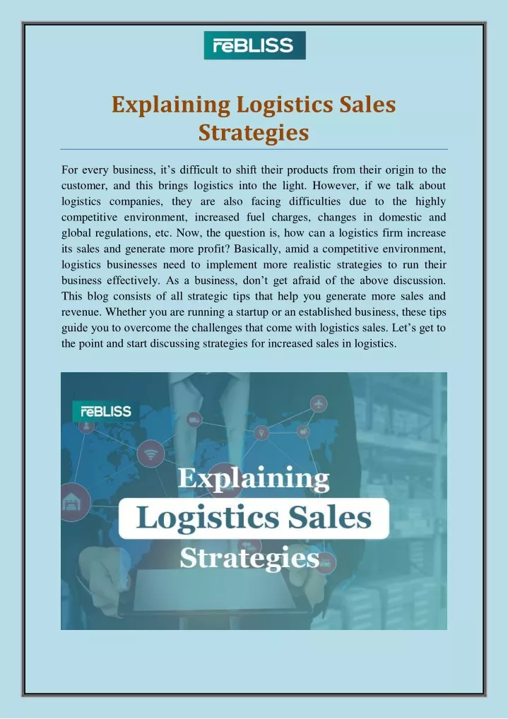 explaining logistics sales strategies