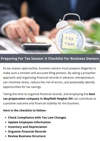 Preparing For Tax Season A Checklist For Business Owners