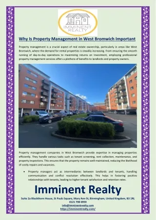 Why Is Property Management in West Bromwich Important