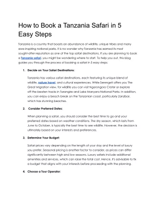 How to Book a Tanzania Safari in 5 Easy Steps