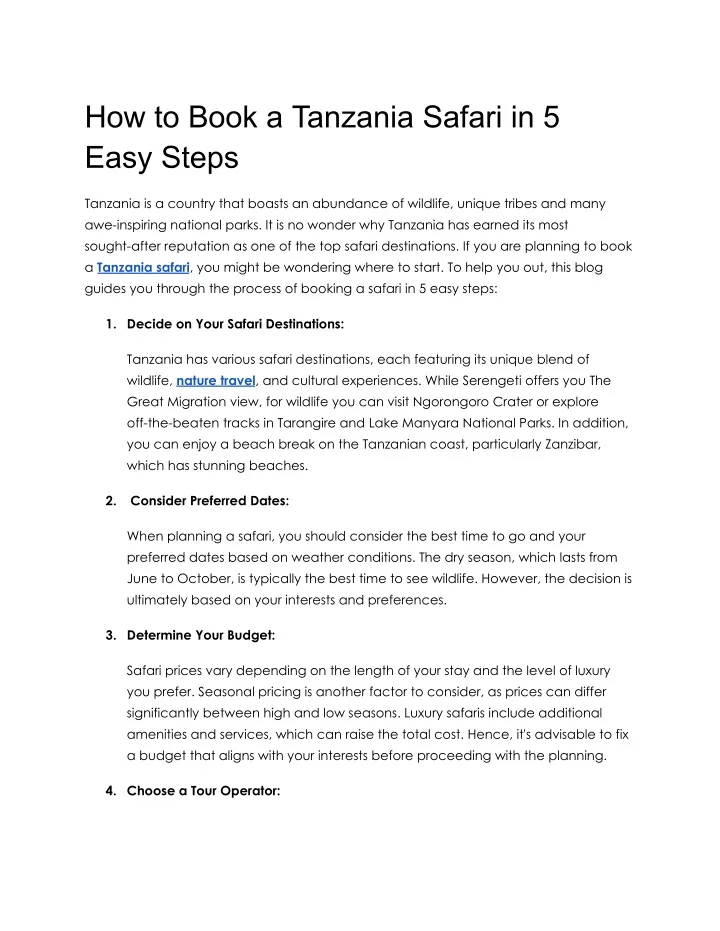 how to book a tanzania safari in 5 easy steps