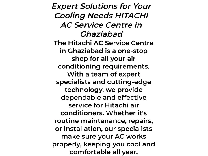 expert solutions for your cooling needs hitachi