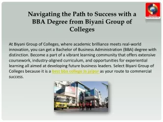 Navigating the Path to Success with a BBA Degree from Biyani Group of Colleges