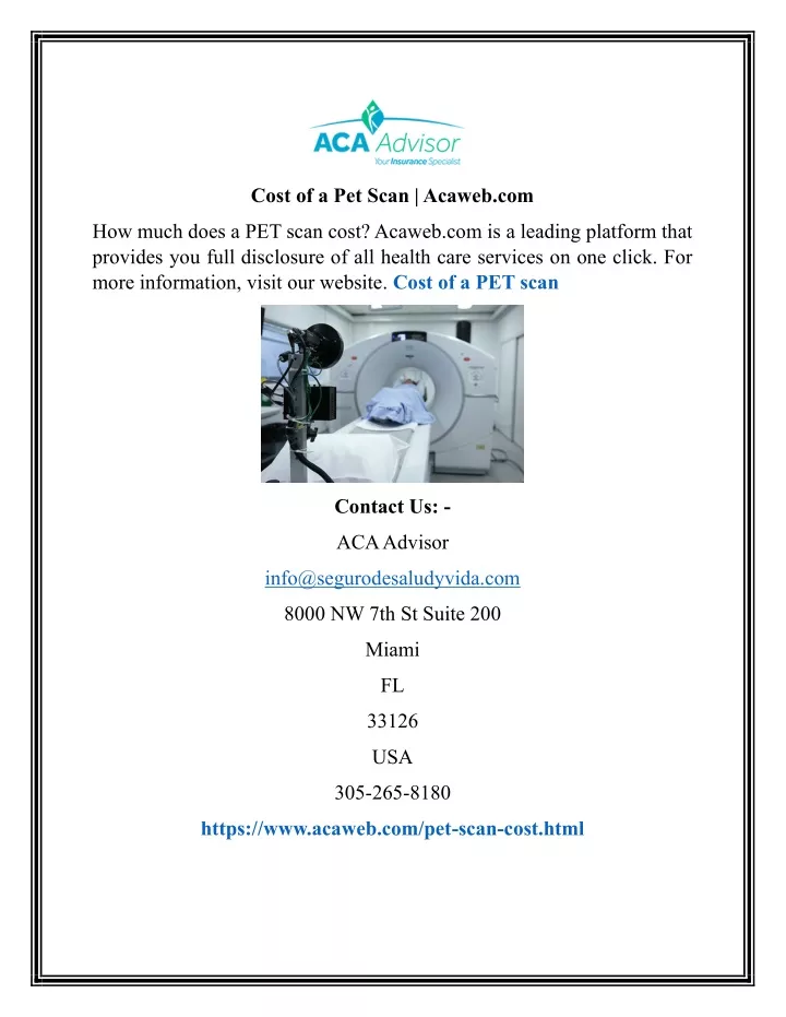 cost of a pet scan acaweb com
