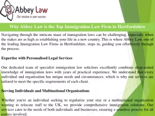 Why Abbey Law is the Top Immigration Law Firm in Hertfordshire