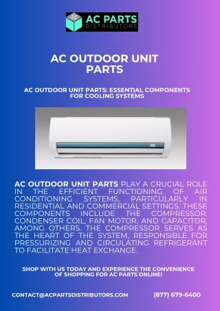 Beat the heat with our reliable AC Outdoor Unit Parts  for consistent cooling