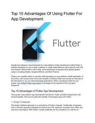 top 10 advantages of using flutter