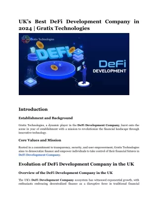 UK’s Best DeFi Development Company in 2024 | Gratix Technologies