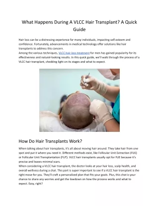 What Happens During A VLCC Hair Transplant_ A Quick Guide