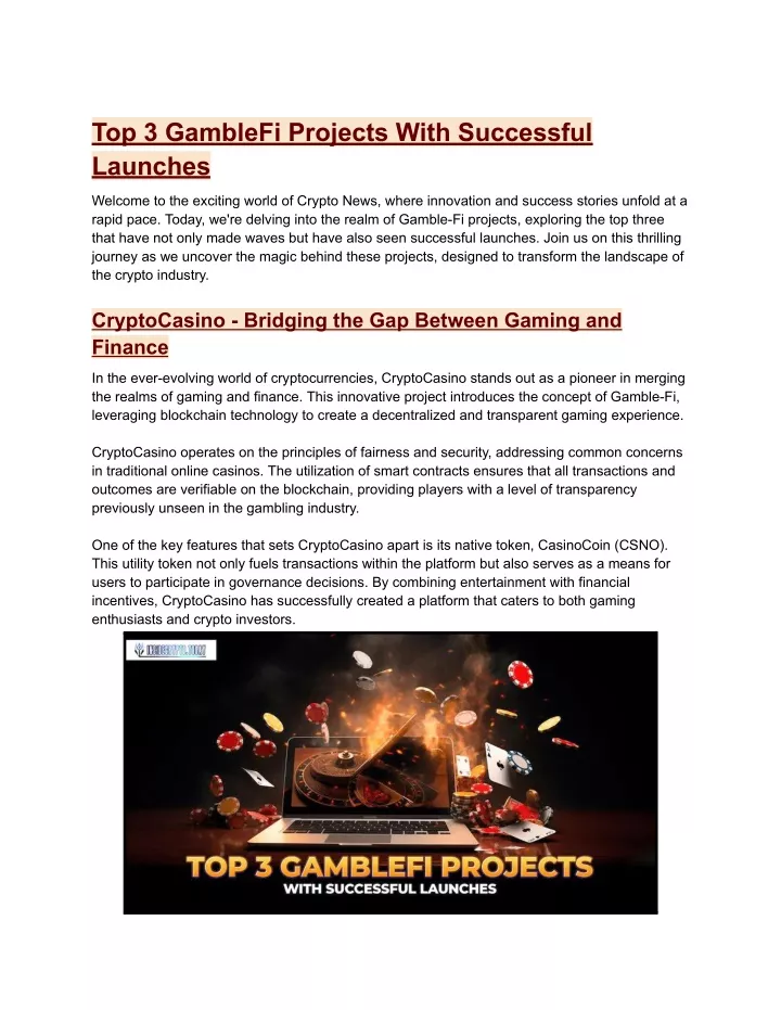 top 3 gamblefi projects with successful launches