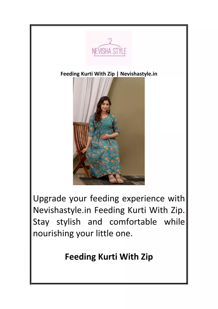 feeding kurti with zip nevishastyle in