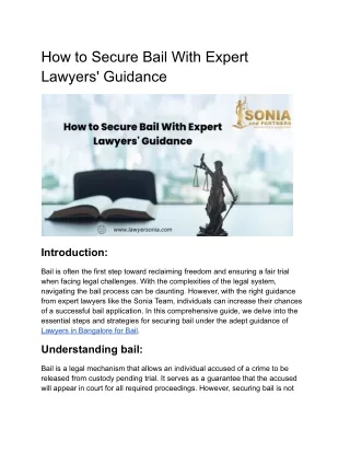How to Secure Bail With Expert Lawyers' Guidance