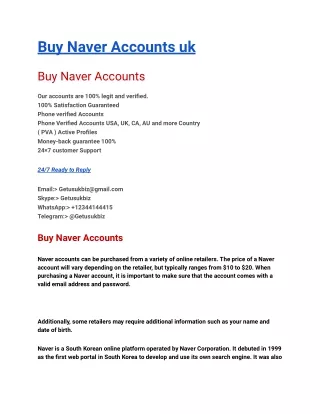 Buy Naver Accounts uk