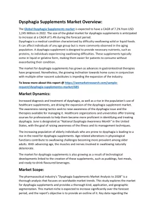 dysphagia supplements market overview