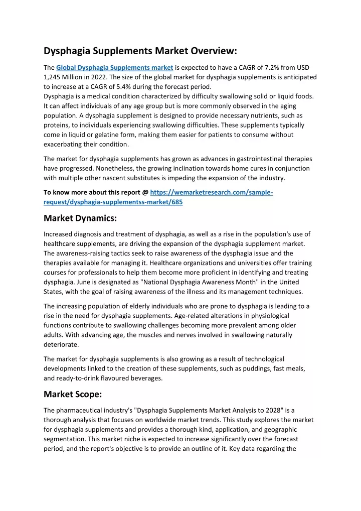 dysphagia supplements market overview