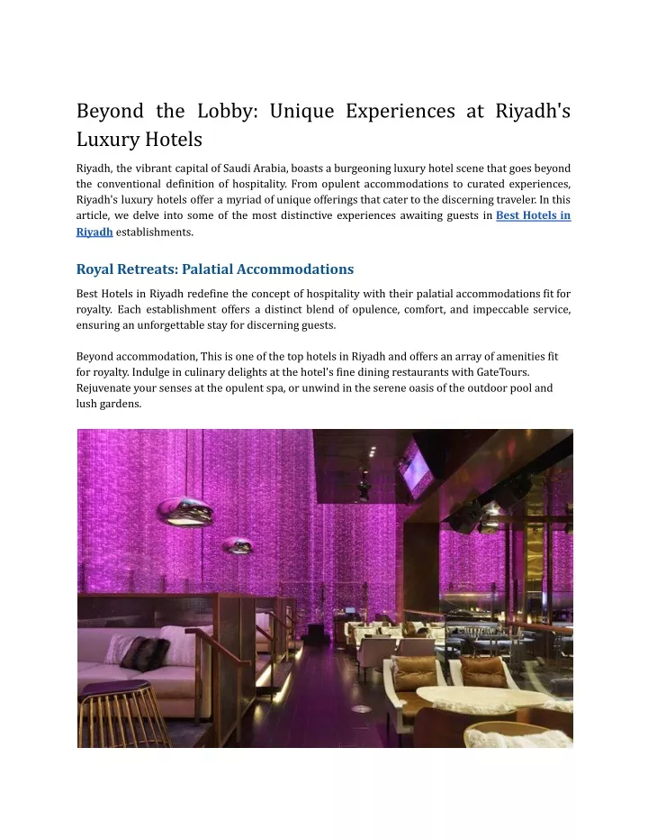 beyond the lobby unique experiences at riyadh