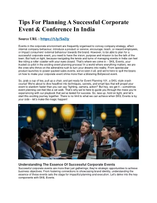 Tips For Planning A Successful Corporate Event & Conference In India